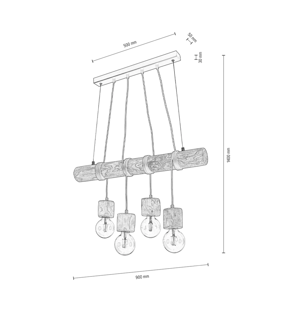 LAMPADARIO "TRABO" SOSPESO, 90X12X140 CM